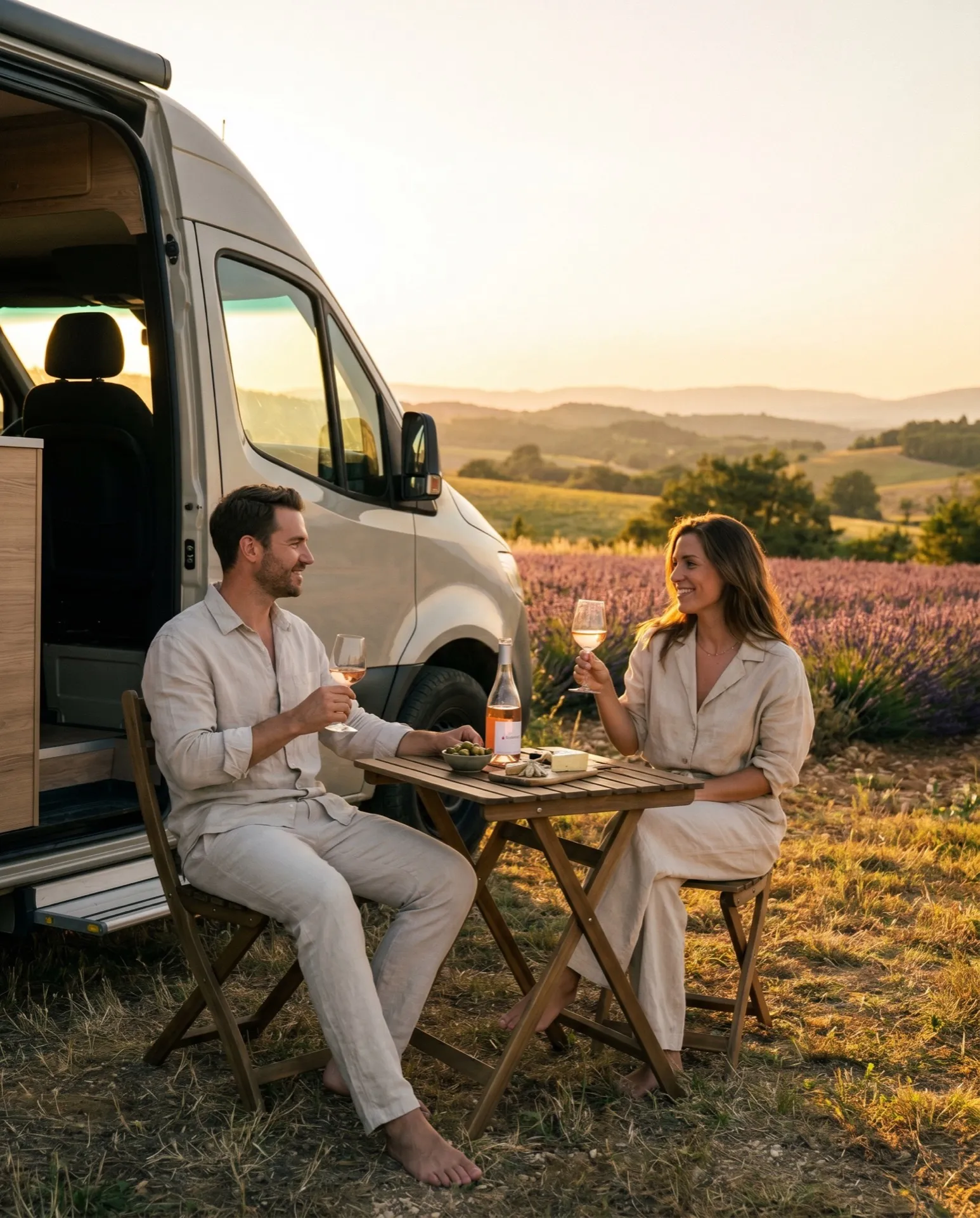 Un momento de arte de vivir al aire libre al atardecer, el ambiente llave en mano de Experience NOMAD